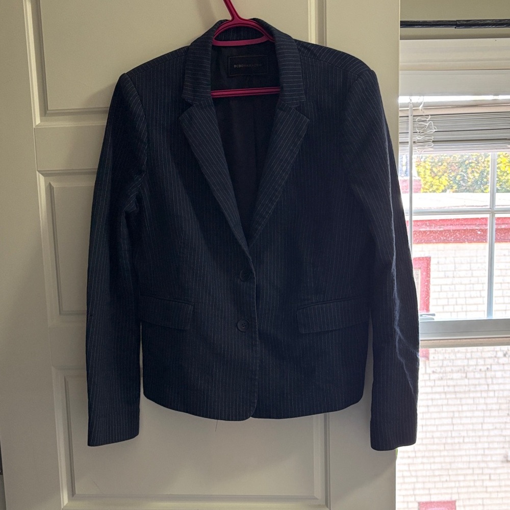 BCBGMaxAzria Dark Blue Pinstripe Blazer